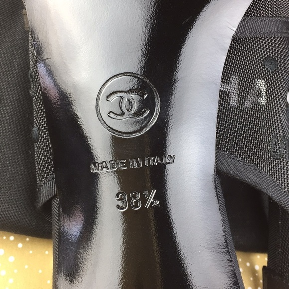 Chanel Black Mesh Logo No 5 Kitten Heels RARE - Picture 8 of 8